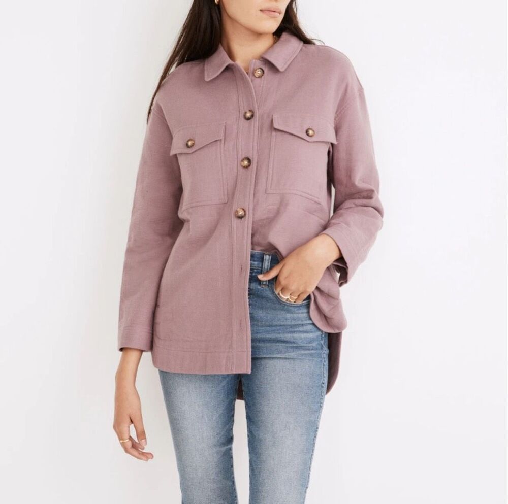 Madewell $88 Branner Waffleback Shirt Jacket Faded Fig Womens Medium NEW
